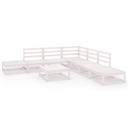 Set Divani da Giardino 8 pz Bianco in Legno Massello di Pino