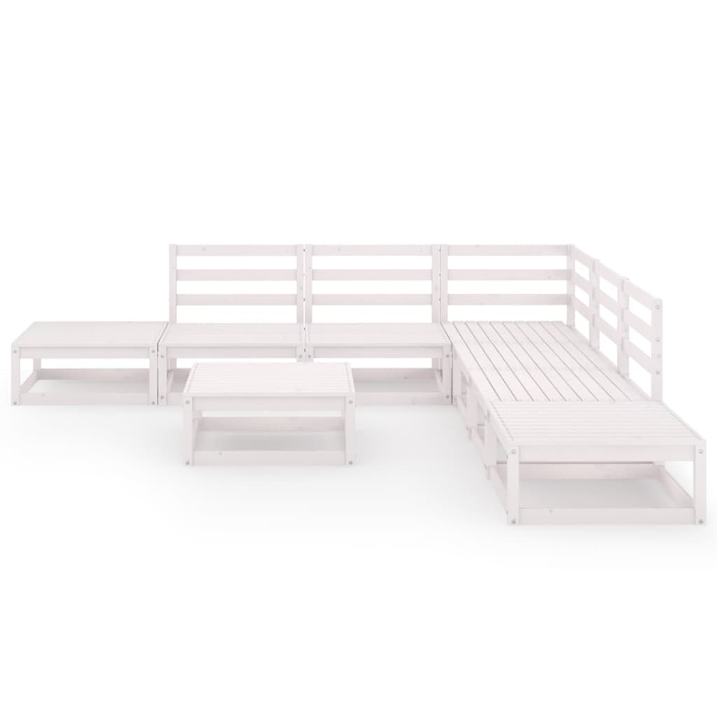 Set Divani da Giardino 8 pz Bianco in Legno Massello di Pino