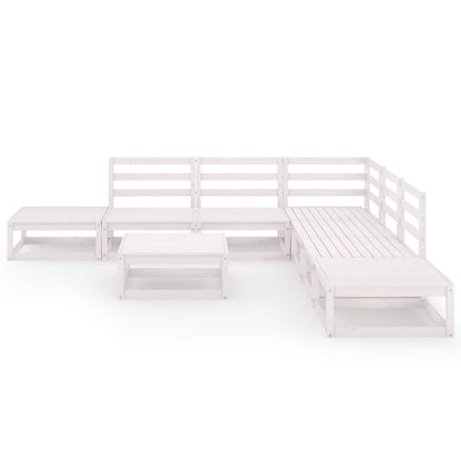 Set Divani da Giardino 8 pz Bianco in Legno Massello di Pino