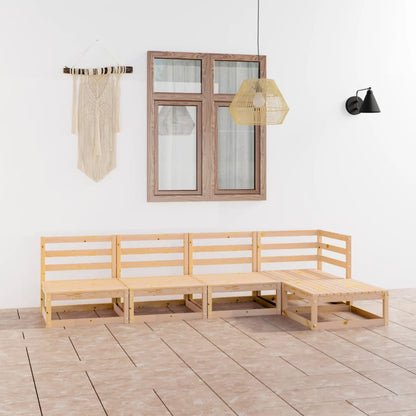 Set Divani da Giardino 5 pz in Legno Massello di Pino
