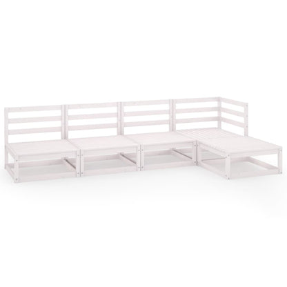Set Divani da Giardino 5 pz Bianco in Legno Massello di Pino