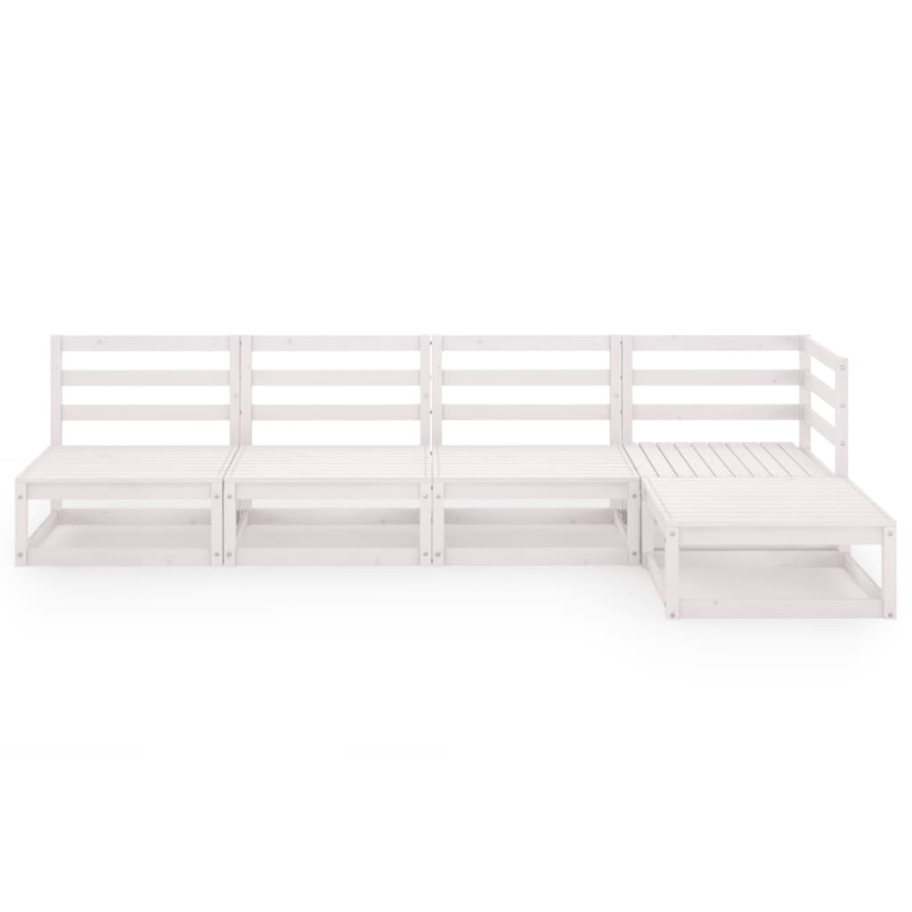 Set Divani da Giardino 5 pz Bianco in Legno Massello di Pino