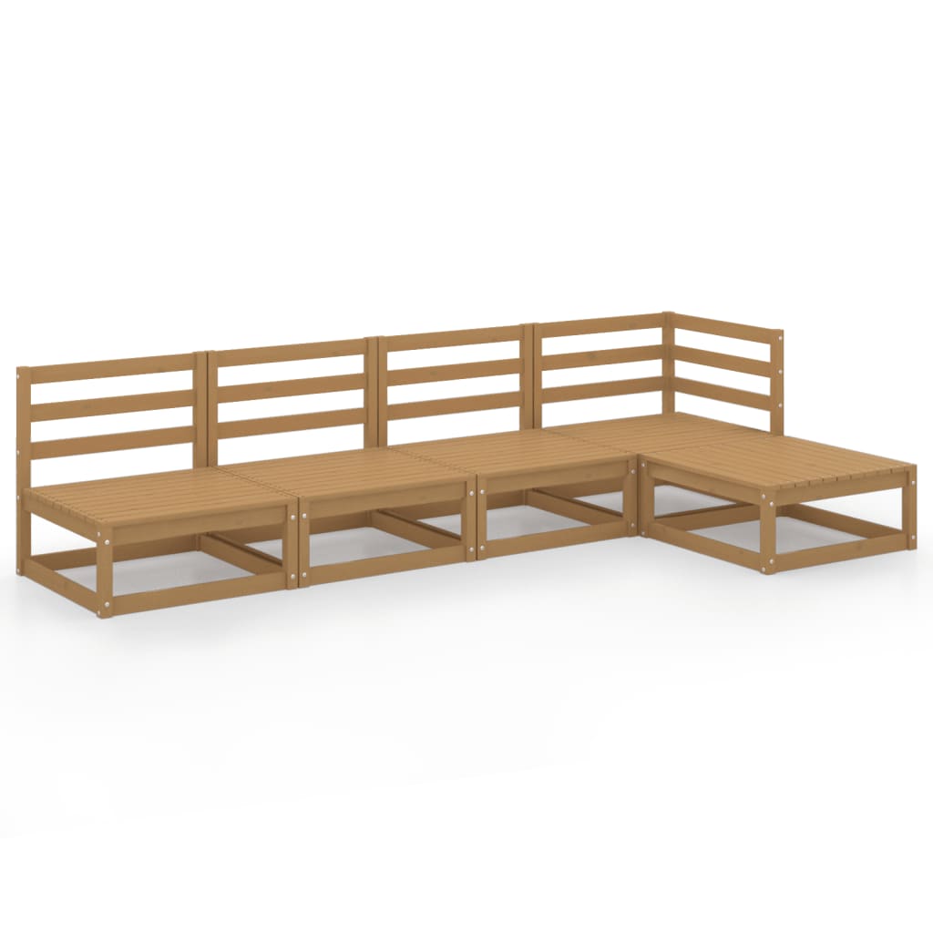 Set Salotto da Giardino 5pz Marrone Ambra Legno Massello Pino