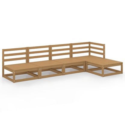 Set Salotto da Giardino 5pz Marrone Ambra Legno Massello Pino