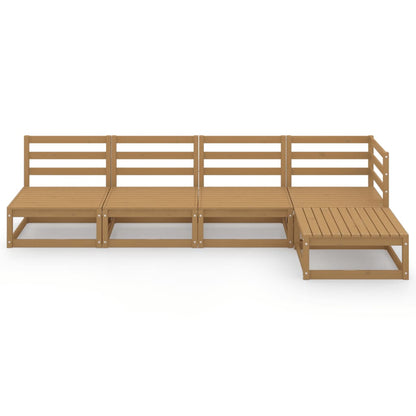 Set Salotto da Giardino 5pz Marrone Ambra Legno Massello Pino