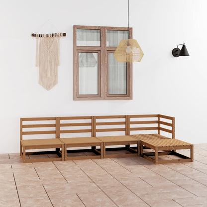 Set Salotto da Giardino 5pz Marrone Ambra Legno Massello Pino