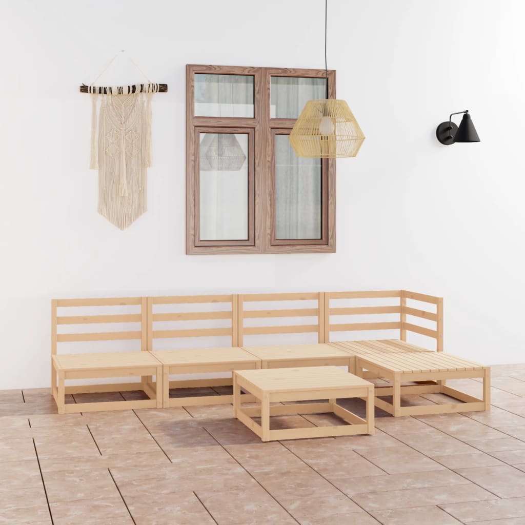 Set Divani da Giardino 6 pz in Legno Massello di Pino