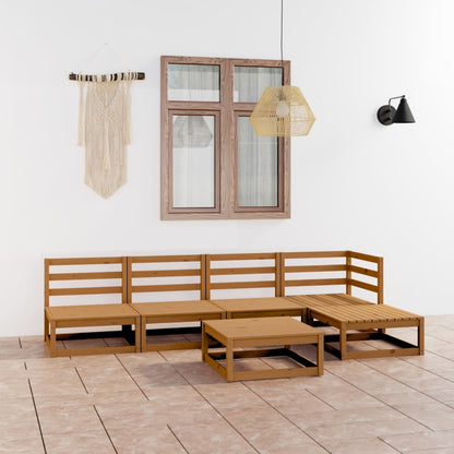 Set Salotto da Giardino 6pz Marrone Ambra Legno Massello Pino