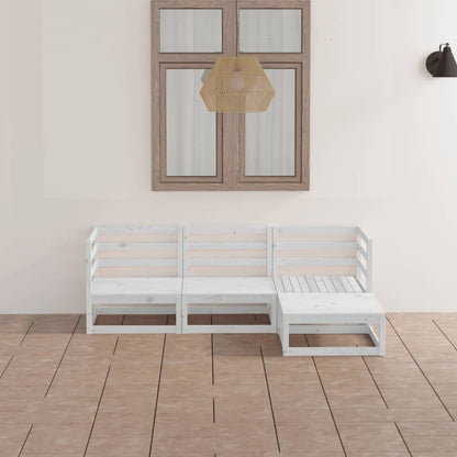 Set Divani da Giardino 4 pz Bianco in Legno Massello di Pino