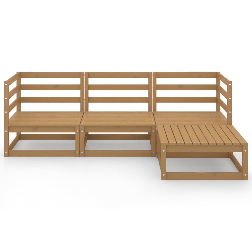 Set Salotto da Giardino 4 pz Marrone Ambra Legno Massello Pino