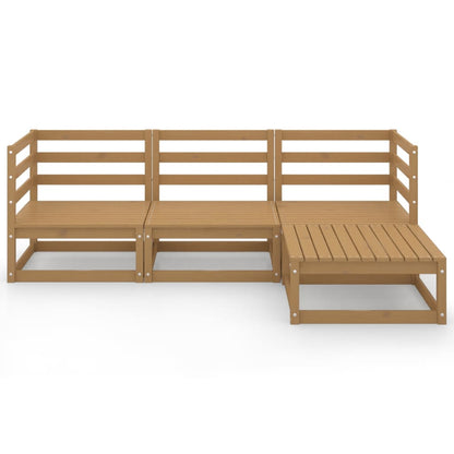 Set Salotto da Giardino 4 pz Marrone Ambra Legno Massello Pino
