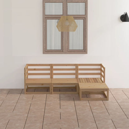 Set Salotto da Giardino 4 pz Marrone Ambra Legno Massello Pino
