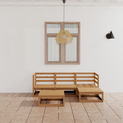 Set Salotto da Giardino 5pz Marrone Ambra Legno Massello Pino