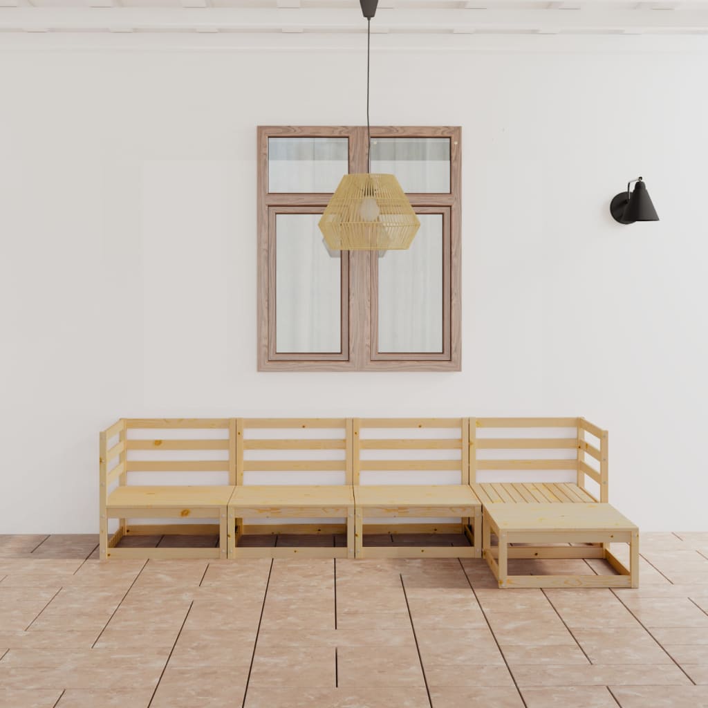 Set Divani da Giardino 5 pz in Legno Massello di Pino