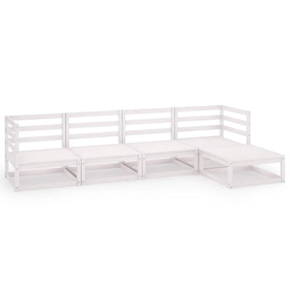 Set Divani da Giardino 5 pz Bianco in Legno Massello di Pino