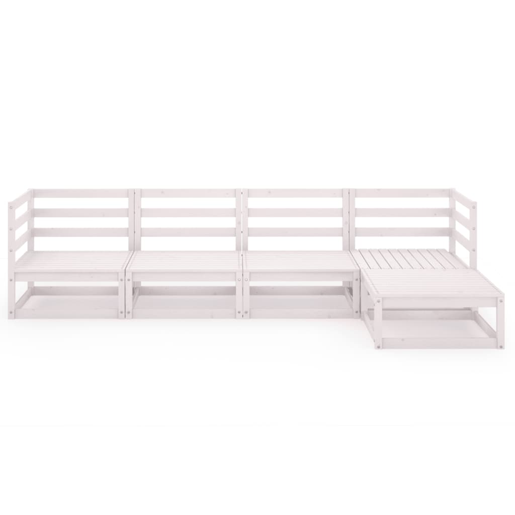 Set Divani da Giardino 5 pz Bianco in Legno Massello di Pino