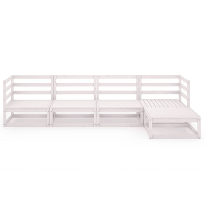 Set Divani da Giardino 5 pz Bianco in Legno Massello di Pino