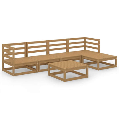 Set Salotto da Giardino 6pz Marrone Ambra Legno Massello Pino