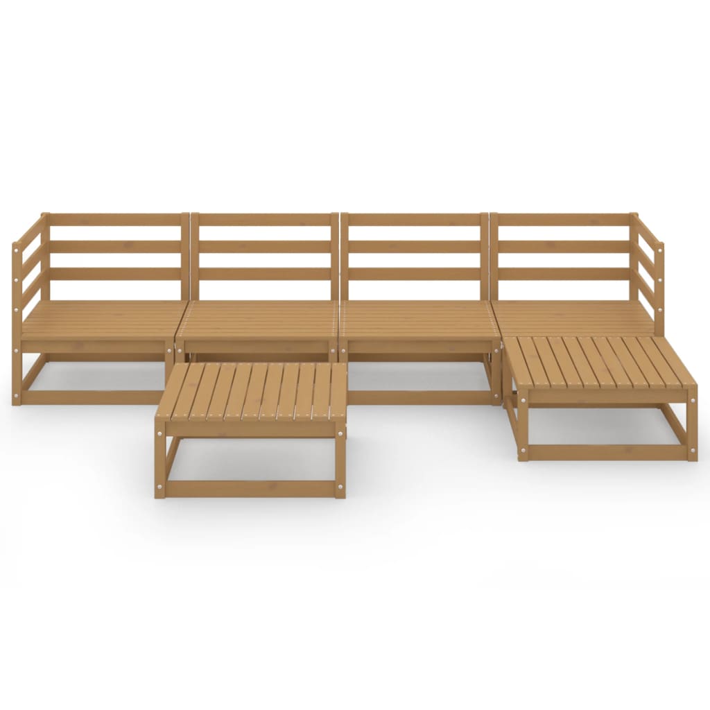 Set Salotto da Giardino 6pz Marrone Ambra Legno Massello Pino