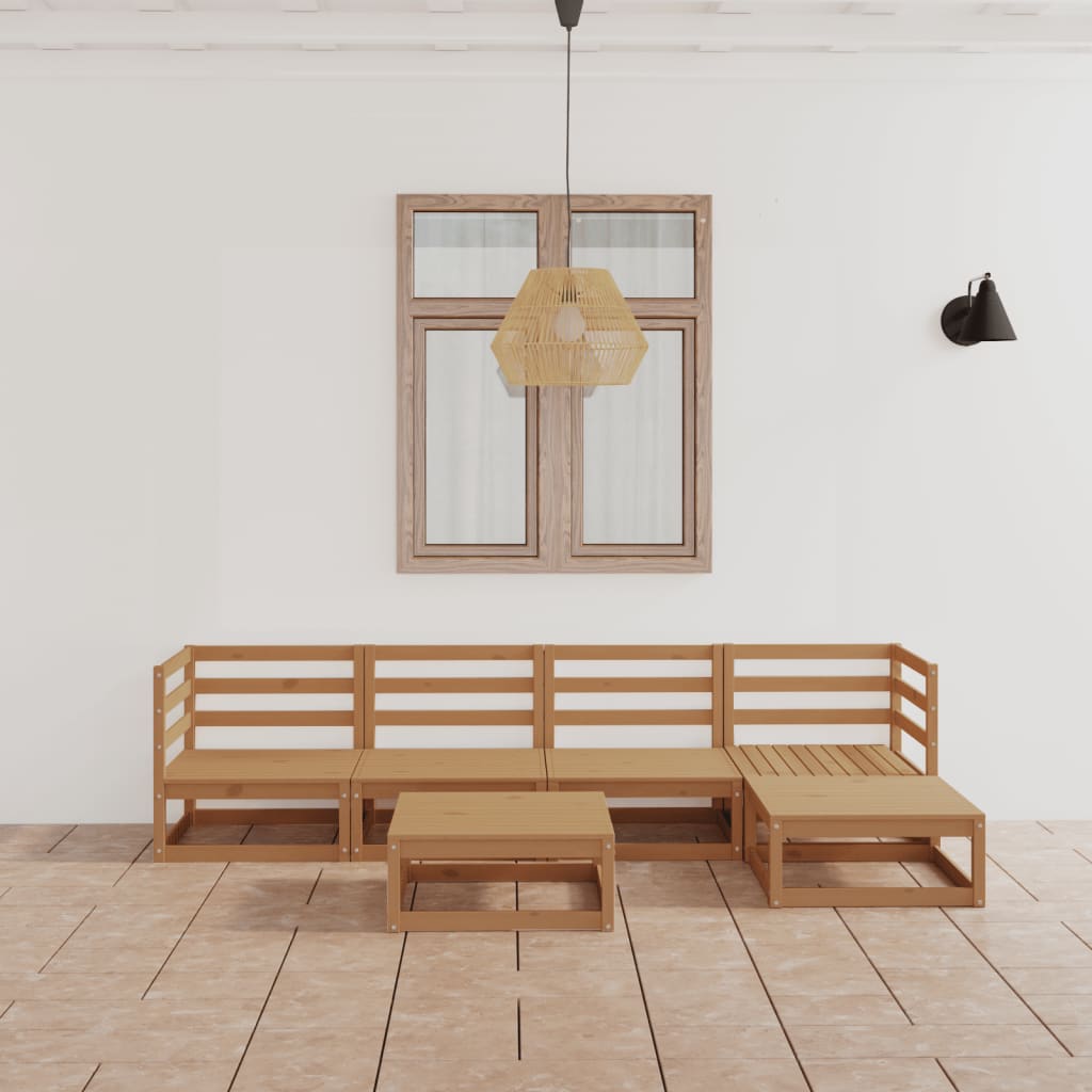 Set Salotto da Giardino 6pz Marrone Ambra Legno Massello Pino