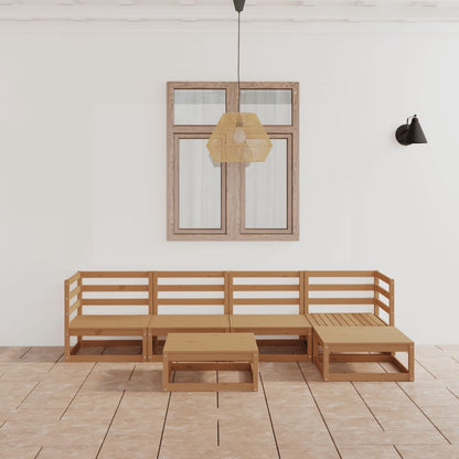 Set Salotto da Giardino 6pz Marrone Ambra Legno Massello Pino