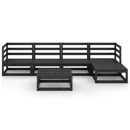 Set Divani da Giardino 6 pz Nero in Legno Massello di Pino