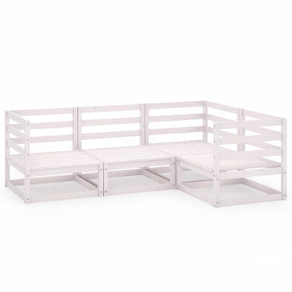 Set Divani da Giardino 4 pz Bianco in Legno Massello di Pino