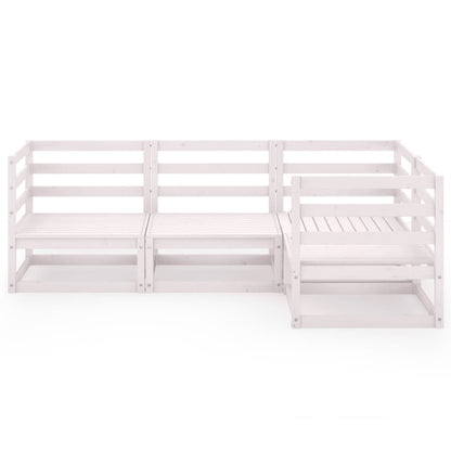 Set Divani da Giardino 4 pz Bianco in Legno Massello di Pino