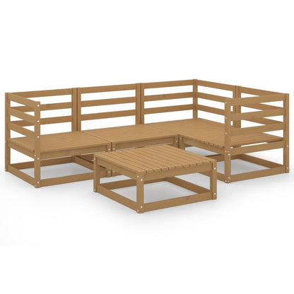 Set Salotto da Giardino 5pz Marrone Ambra Legno Massello Pino
