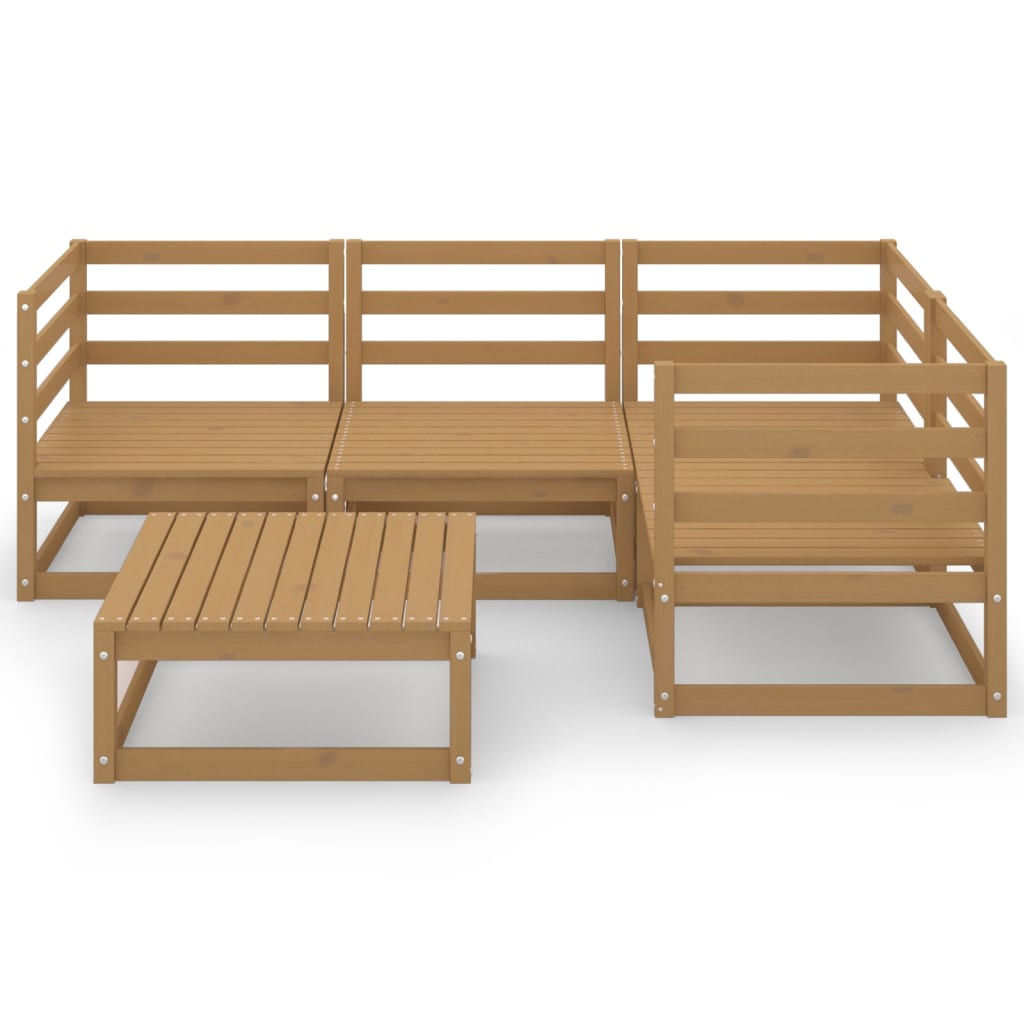 Set Salotto da Giardino 5pz Marrone Ambra Legno Massello Pino