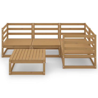 Set Salotto da Giardino 5pz Marrone Ambra Legno Massello Pino