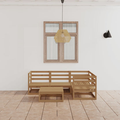 Set Salotto da Giardino 5pz Marrone Ambra Legno Massello Pino