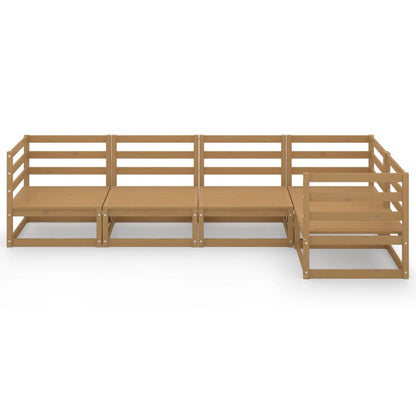 Set Salotto da Giardino 5pz Marrone Ambra Legno Massello Pino