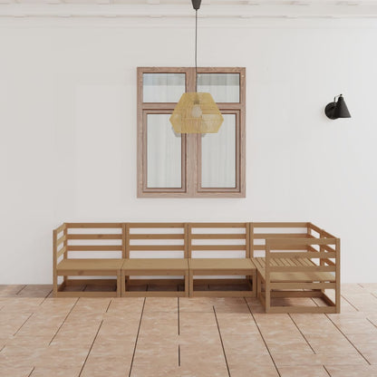 Set Salotto da Giardino 5pz Marrone Ambra Legno Massello Pino