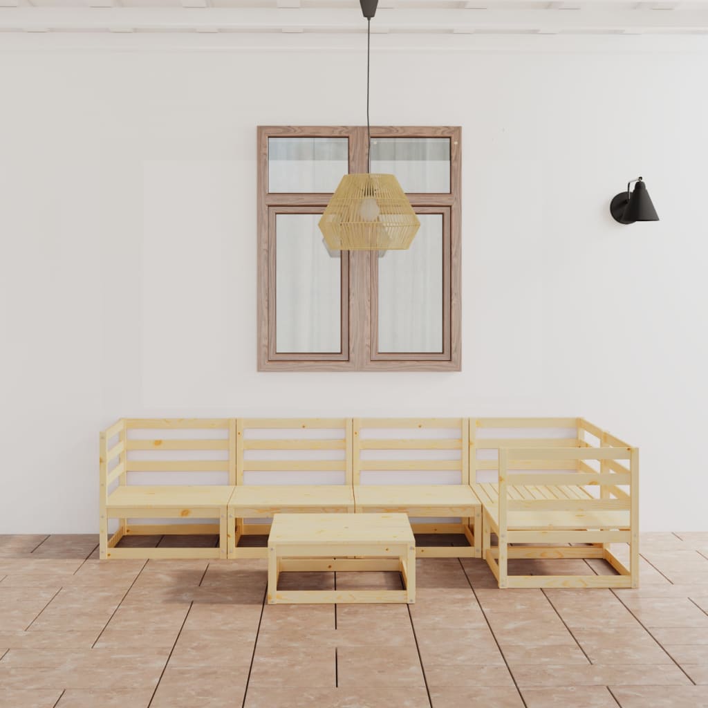 Set Divani da Giardino 6 pz in Legno Massello di Pino