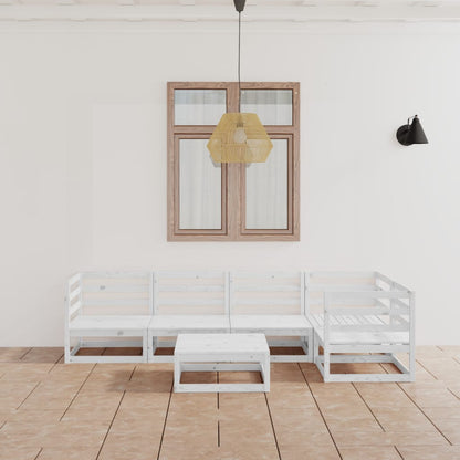 Set Divani da Giardino 6 pz Bianco in Legno Massello di Pino