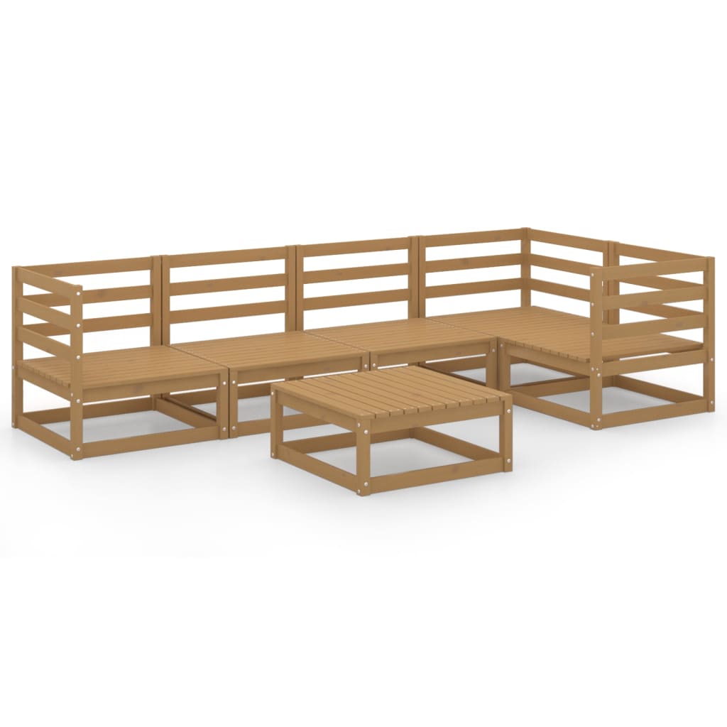 Set Salotto da Giardino 6pz Marrone Ambra Legno Massello Pino