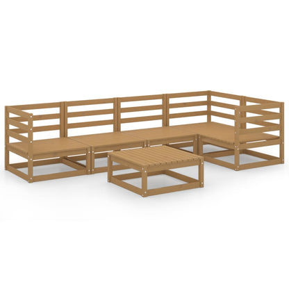 Set Salotto da Giardino 6pz Marrone Ambra Legno Massello Pino
