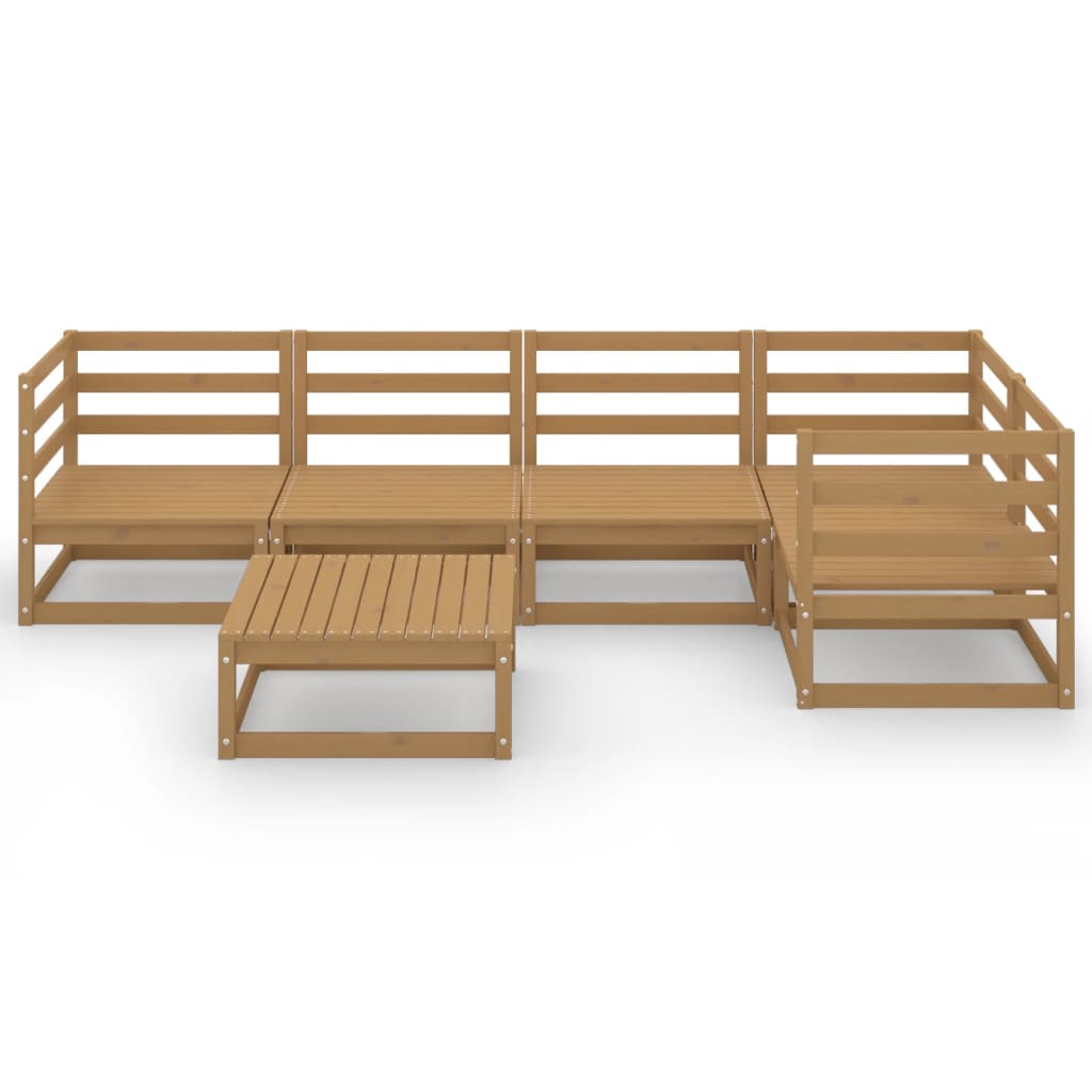 Set Salotto da Giardino 6pz Marrone Ambra Legno Massello Pino