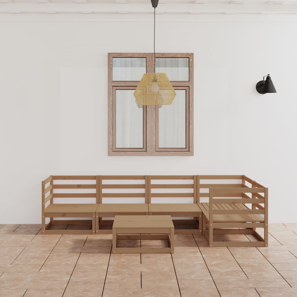 Set Salotto da Giardino 6pz Marrone Ambra Legno Massello Pino