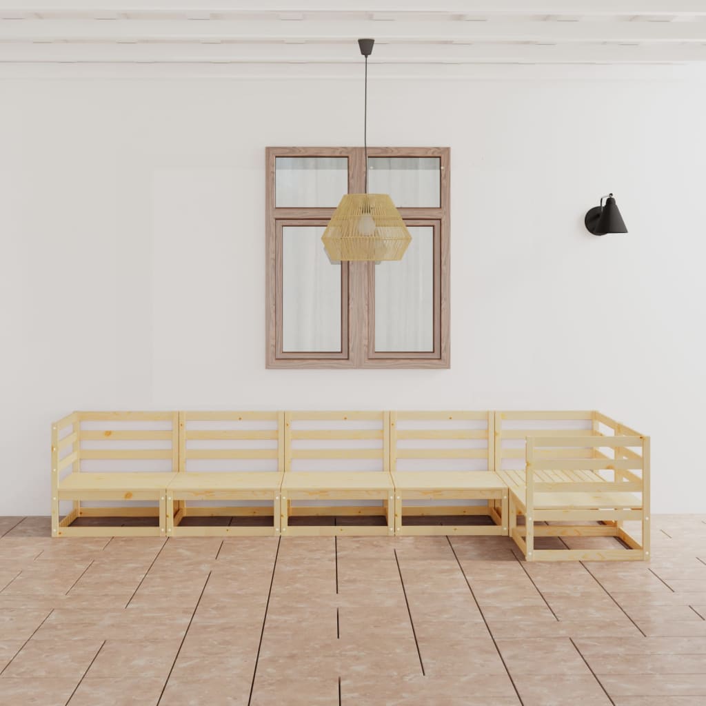 Set Divani da Giardino 6 pz in Legno Massello di Pino