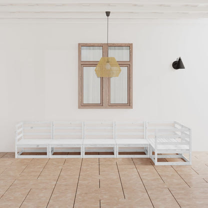 Set Divani da Giardino 6 pz Bianco in Legno Massello di Pino