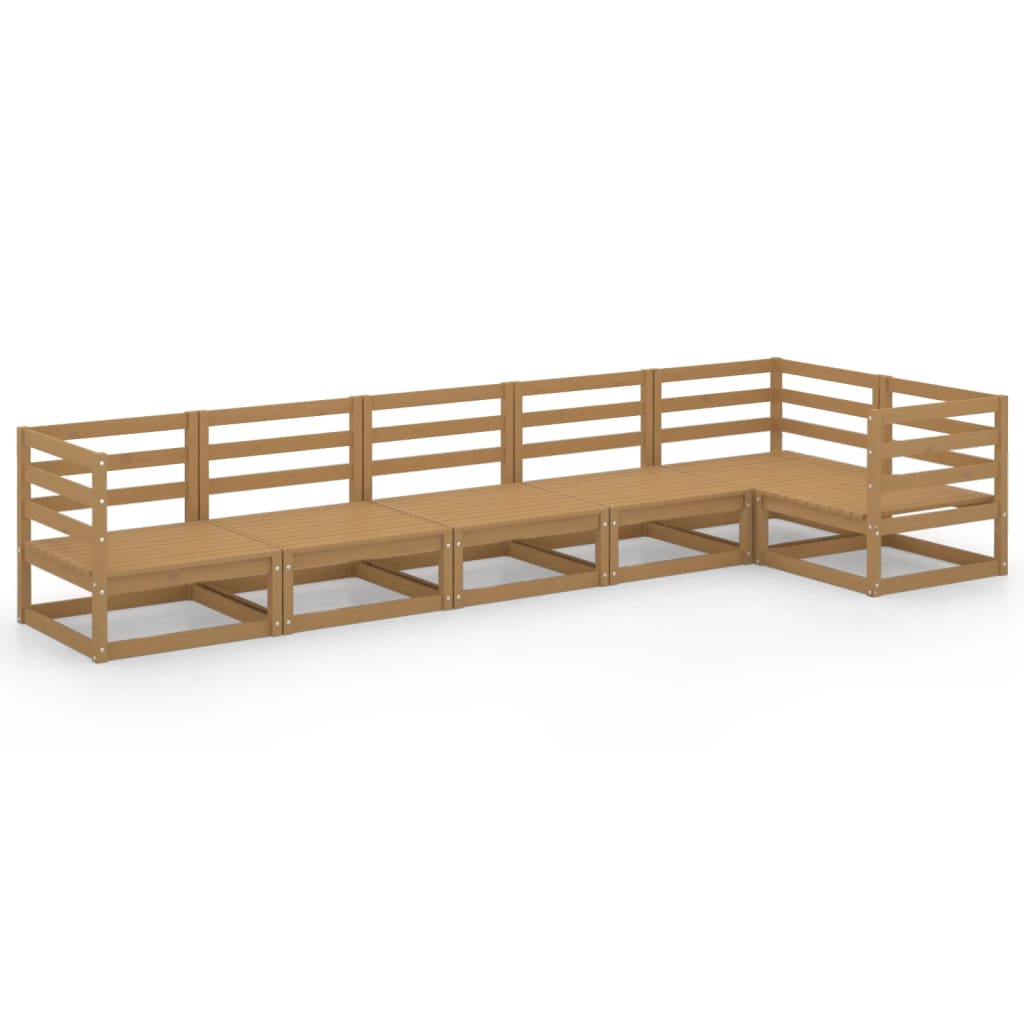 Set Salotto da Giardino 6pz Marrone Ambra Legno Massello Pino