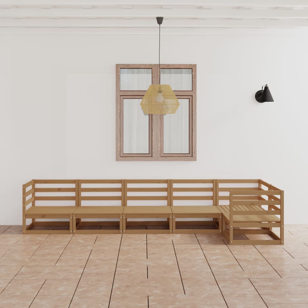 Set Salotto da Giardino 6pz Marrone Ambra Legno Massello Pino