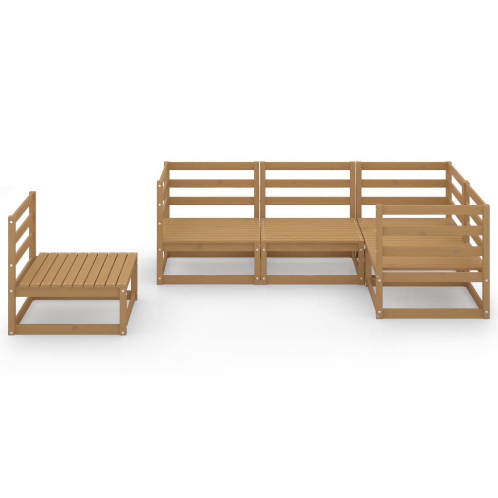 Set Salotto da Giardino 5pz Marrone Ambra Legno Massello Pino