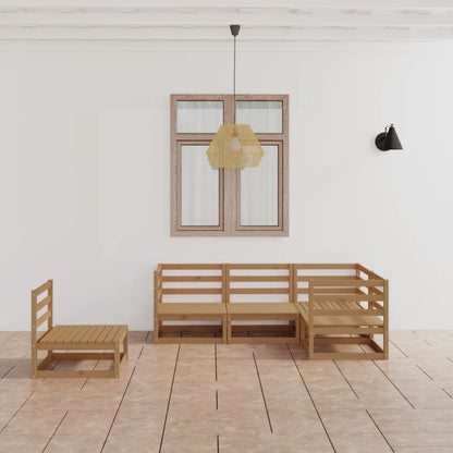 Set Salotto da Giardino 5pz Marrone Ambra Legno Massello Pino