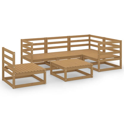 Set Salotto da Giardino 6pz Marrone Ambra Legno Massello Pino