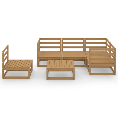 Set Salotto da Giardino 6pz Marrone Ambra Legno Massello Pino