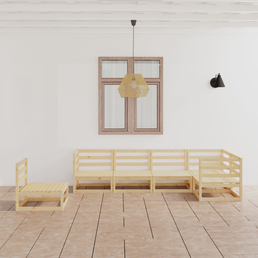 Set Divani da Giardino 6 pz in Legno Massello di Pino