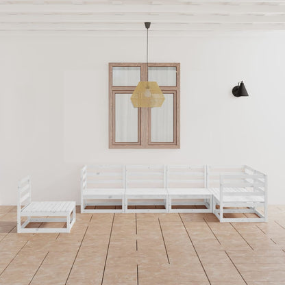 Set Divani da Giardino 6 pz Bianco in Legno Massello di Pino